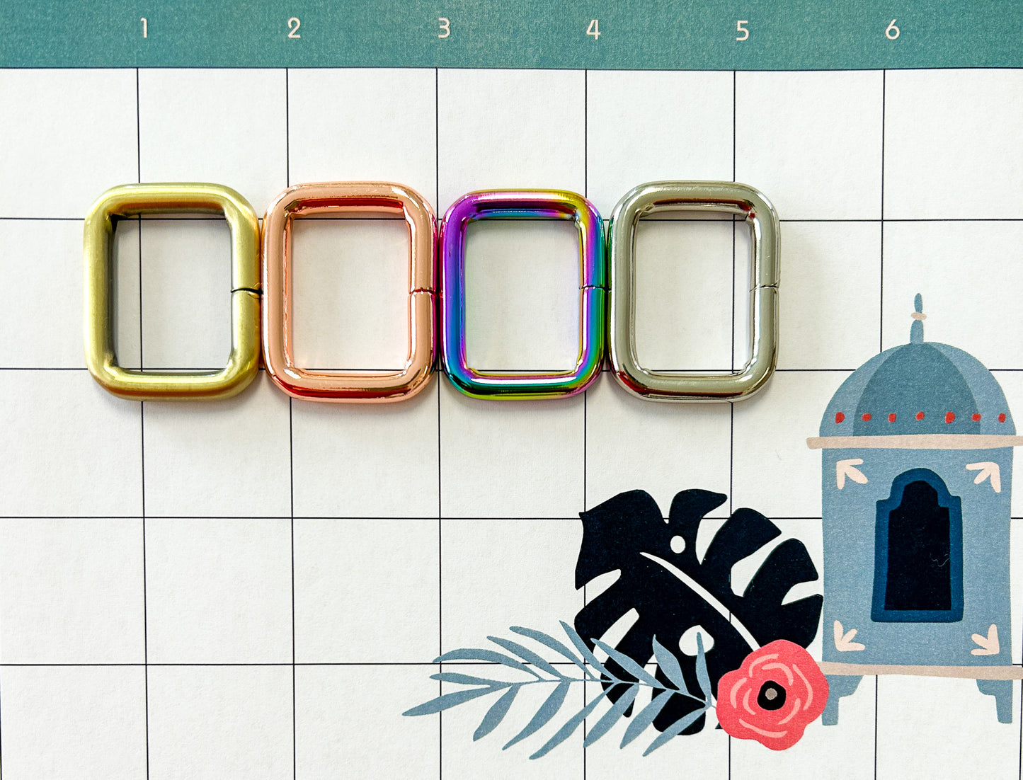 Rectangle Rings 1" (25mm) Pack of 2