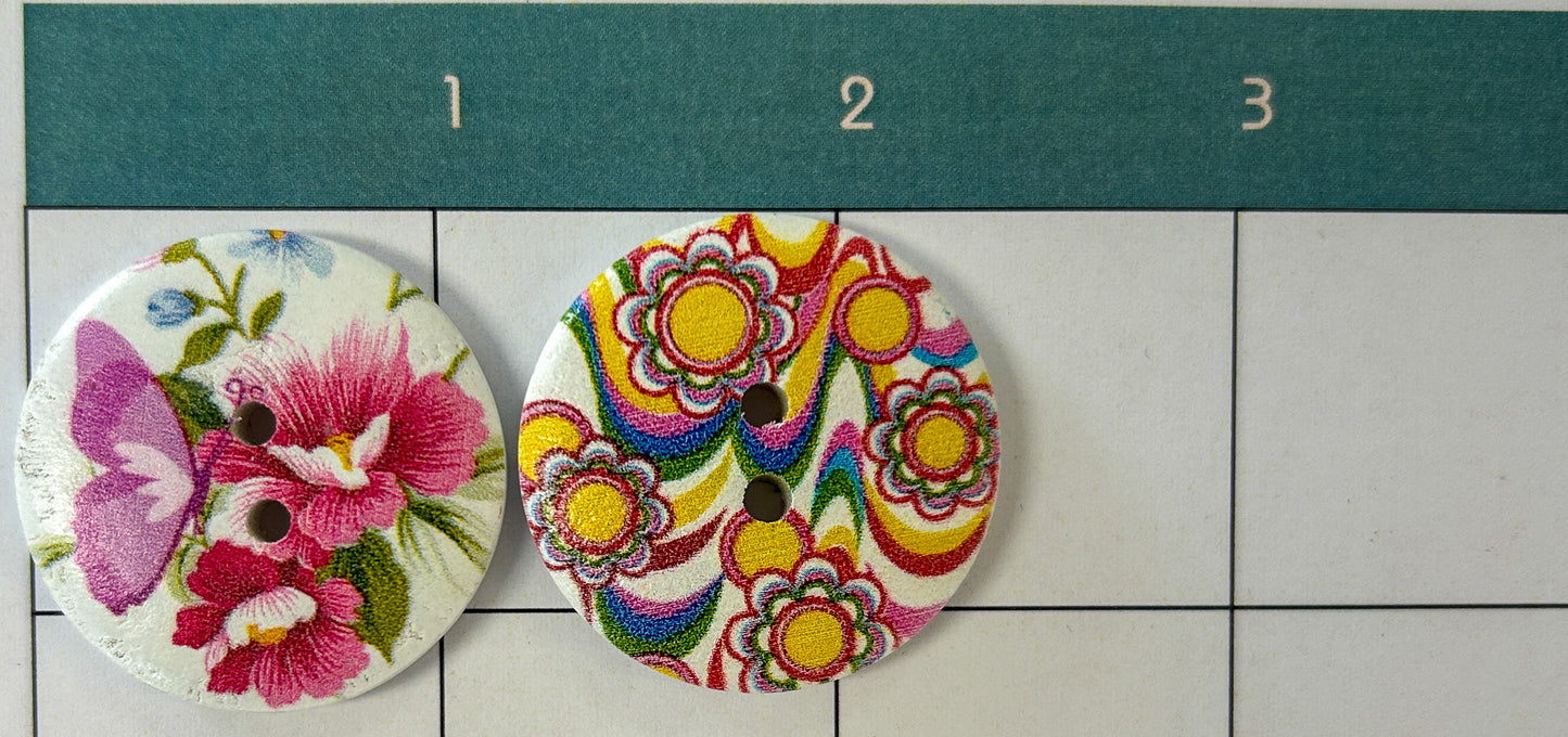 Painted Wooden Buttons 1.25"