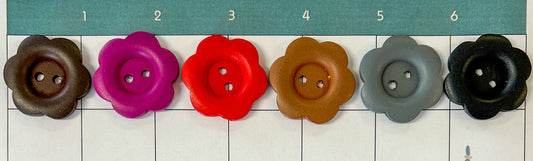 Coloured Wooden Button -  Flower