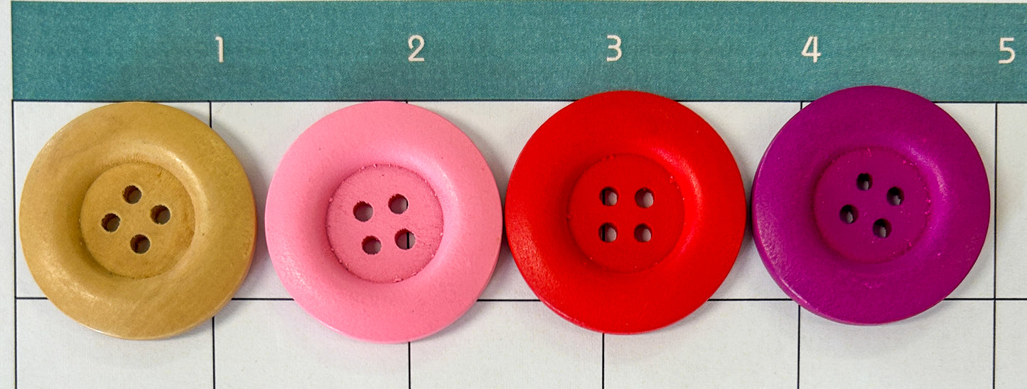 Coloured Wooden Button -  Small