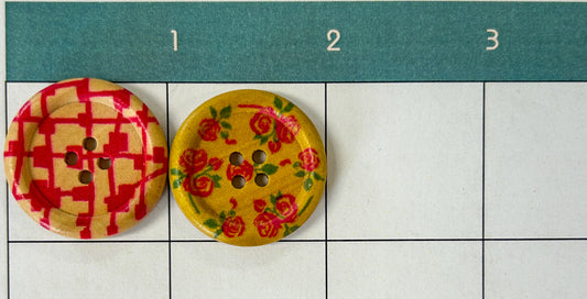 Bevelled Wooden Button with Decal