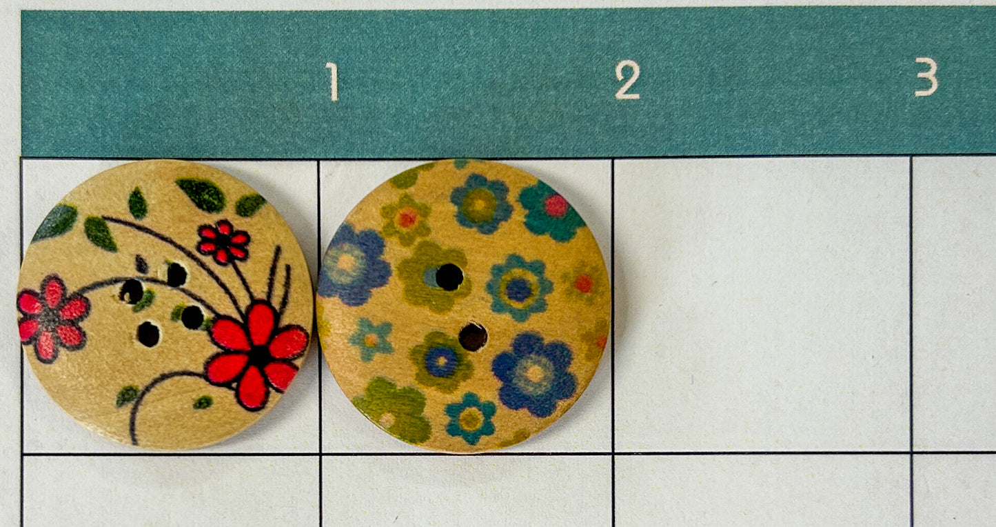 Flat Wooden Button with Decal