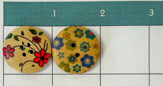 Flat Wooden Button with Decal