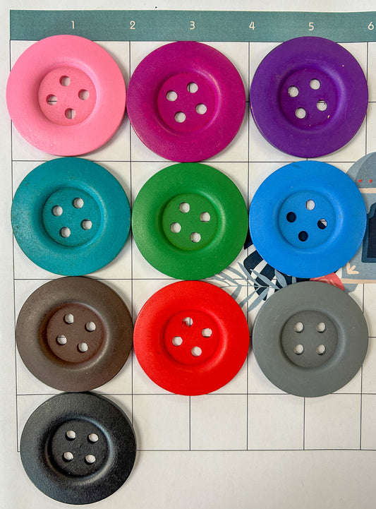 Coloured Wooden Button -  Large
