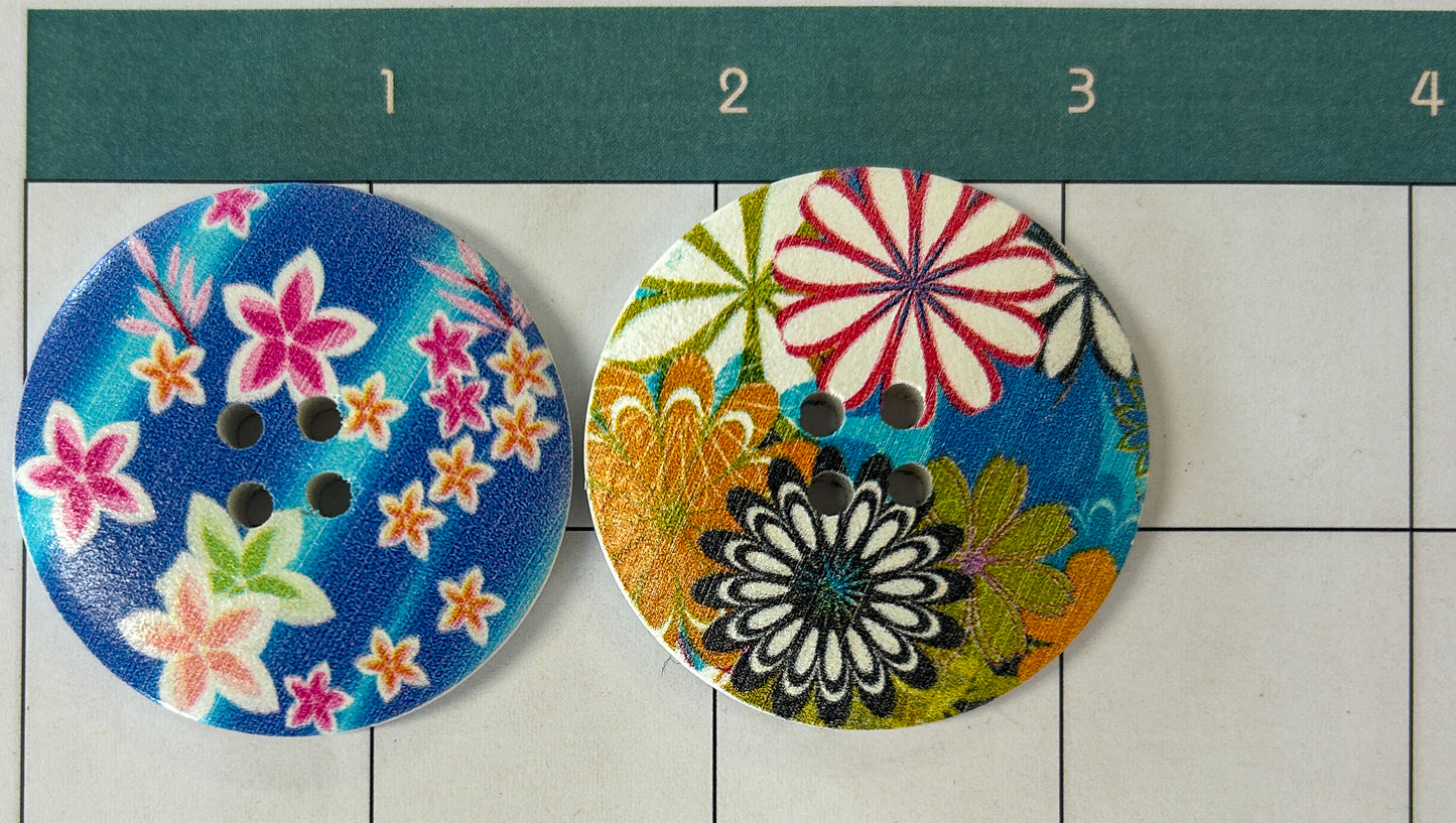 Painted Wooden Buttons 1.5"