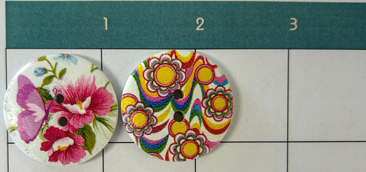 Painted Wooden Buttons 1.25"