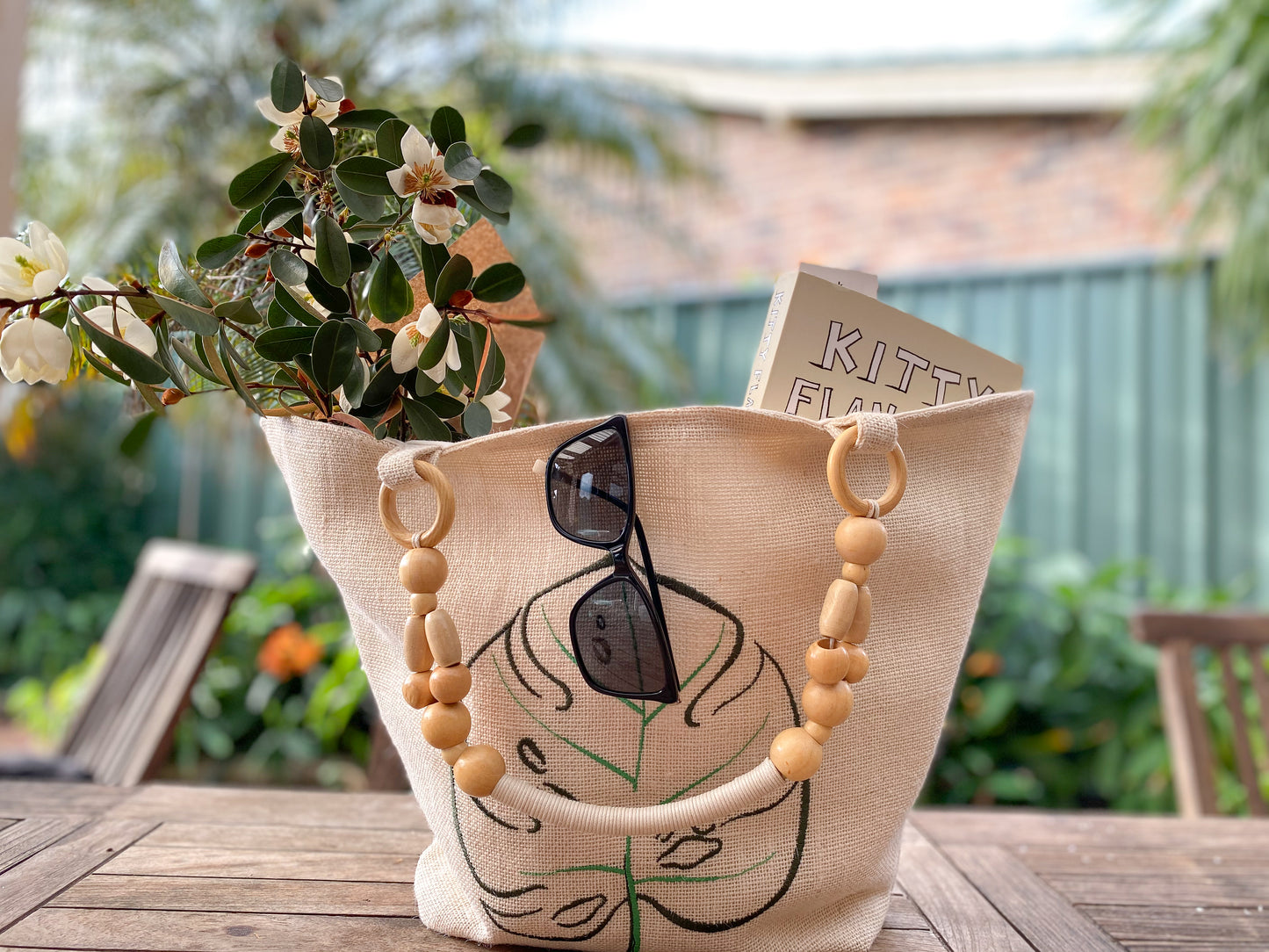 "Jemma" Wooden beaded bag handles